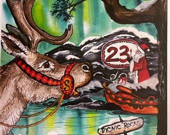 Christmas Eve at Picinic Rocks 2023 print Marquette Mi