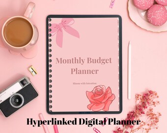 2026 Budget Planner Printable Pink | Hyperlinked Feminine Finance Tracker | Monthly Expense Log Digital PDF