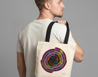 Abstract Art Canvas Tote Bag – Colorful Geometric Design, Artist-Made