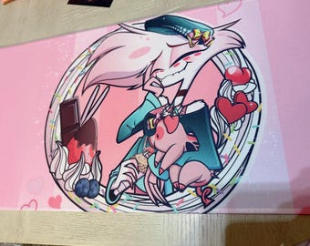 Hazbin Hotel Angel Dust XL Playmat/ Game mat - Straberry cake