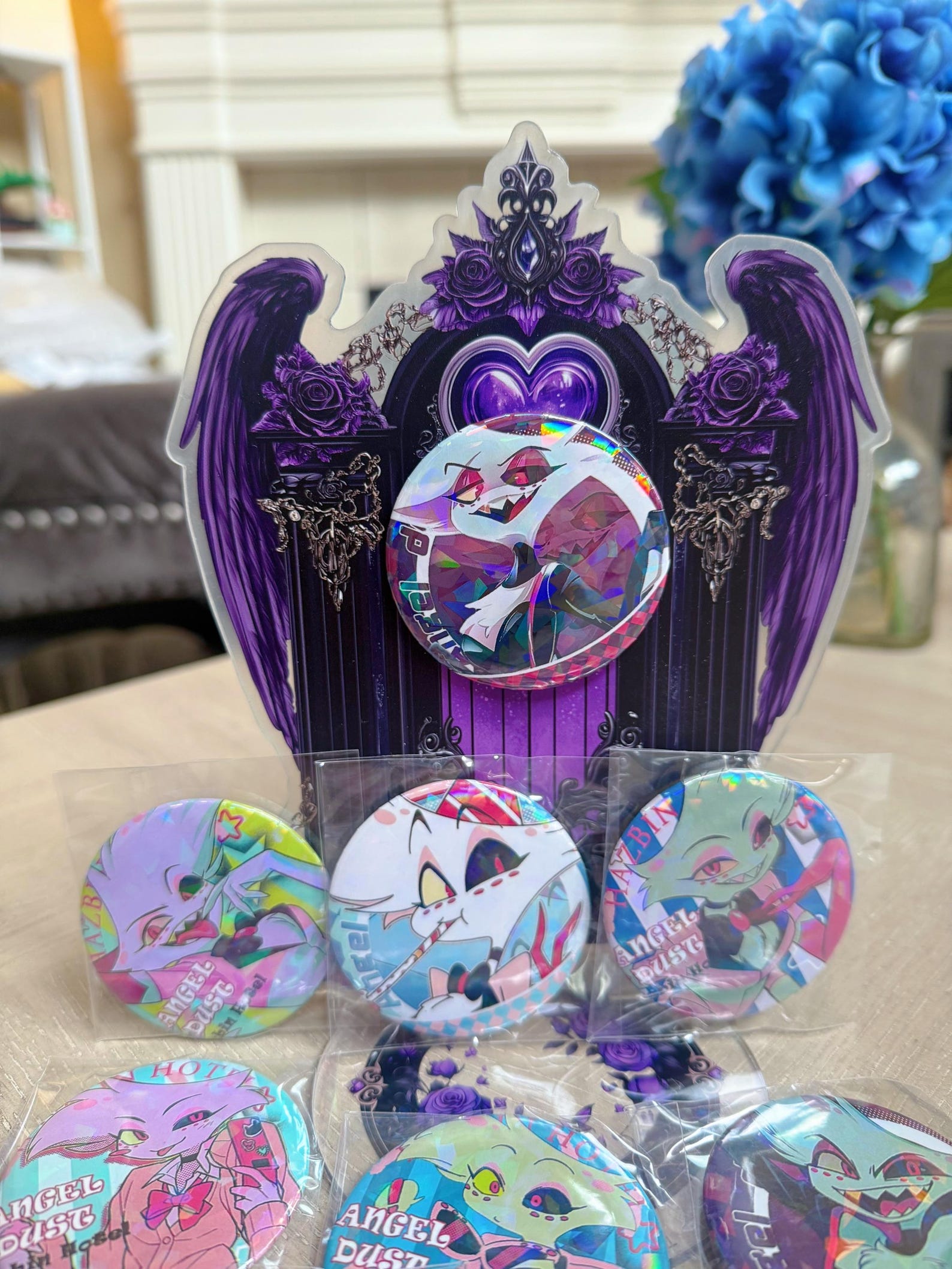 Hazbin Hotel Angel Dust Acrylic Standee Badge Display Set - Etsy