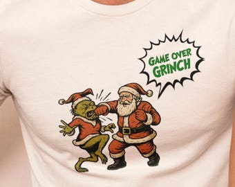 Game Over Grinch T-Shirt | Funny Gamer Christmas Tee | Holiday Gamer Gift
