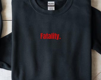 Mortal Kombat Embroidered Tee | Fatality Sweatshirt | Vintage Gamer Shirt | Retro Gaming Gift | Nerdy Embroidery Top