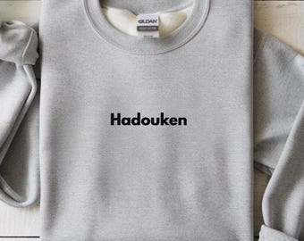 Street Fighter Embroidered Sweatshirt | Hadouken Tee | Retro Gaming Shirt | Funny Nerdy Gift | Gamer Embroidery