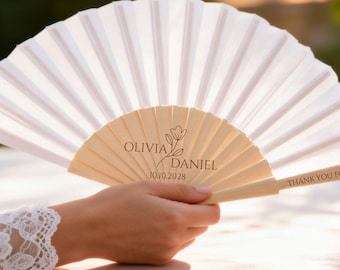 Abanicos de boda personalizados, abanicos plegables grabados para despedida de soltera, regalos para ceremonias y fiestas de boda, abanicos Clark, regalos para damas de honor