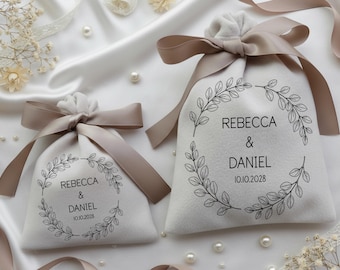 Premium Wedding Favor Velvet Bags, Jewelry Velvet Pouches for Bride & Bridesmaid, Honey Moon Gift For Her, Bridal Shower Gift Bags for Guest