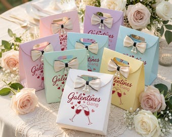 Custom Galentine's Day Goody Bags with Bow, Girl Gang Night Gift Exchange, Valentine's Day Gift, February 14 Premium Present Bags