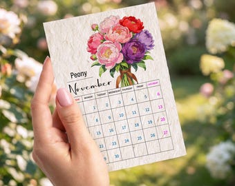 Monatliches Pflanzpapier mit Staffelei, Tauschkalender 2027, Feiere die wechselnden Jahreszeiten, umweltfreundliche Pflanzkunst, Wildblumensamenpapier