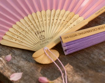 Personalized Birthday Party Cloth Fabric Fans, Custom Birthday Favors Fans, Quinceañera Favor, Birthday Party Decor, Bridal Shower Hand Fans