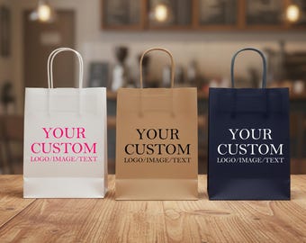 Torba z recyklingowanego papieru typu kraft z uchwytem skręcanym, gruba torba papierowa, torba na zakupy prezentowe, opakowanie z logo/obrazem, torby na artykuły spożywcze z logo i uchwytami