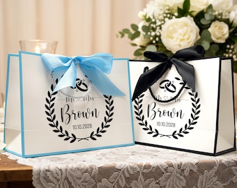 Personalized Name Gift Bags For Wedding Welcome, Wedding Party Bags With Bow Tie Rope, Packaging Bags for Special Event, Bridesmaid Gift Bag
