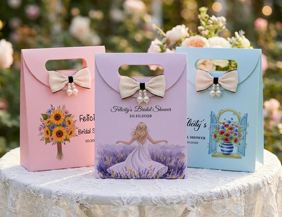 Personalized Bridal Shower Party Gift Bags, Wedding Thank You Favors ...