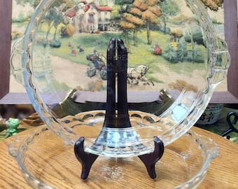 Rare Set of 2 Vintage Pyrex Model 229 Fluted Glass Pie Dishes - Large 9.5 and 10 Inch Deep Dish with Side Handles.