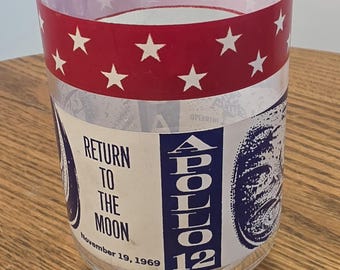 Vintage 1969 NASA Apollo 12 Libbey Glass Tumbler Return To The Moon November 19 1969 Space Age
