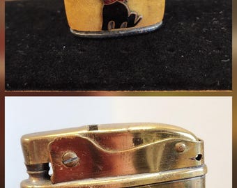 Vtg 1950s Miniature Pocket Lighters Globe Enameled Scottie Dog & Bomart Minimalist Brass Single or Set