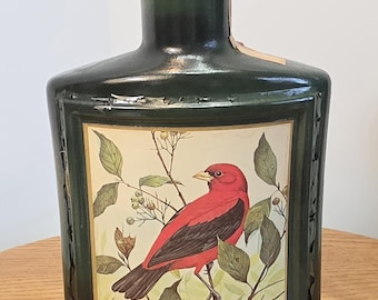 Vtg Empty 1983 Jim Beam Scarlet Tanager Decanter James Lockhart Wildlife Series Green Glass Bottle AS-IS