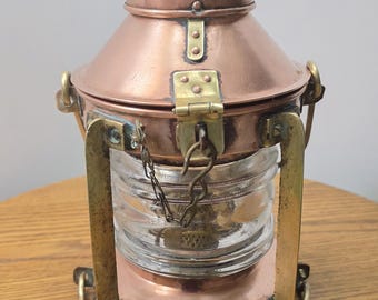 Vtg Copper & Brass Maritime Ship Lantern Nautical Fresnel Lens Masthead Anchor Light (Read Description)
