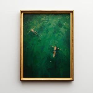Póster de flotadores en el agua: Impresión artística de natación - Póster minimalista de naturaleza