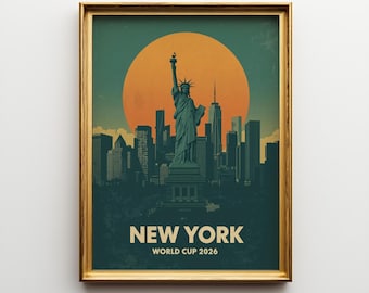 New York World Cup 2026 Poster: Statue of Liberty - NYC Skyline Wall Decor