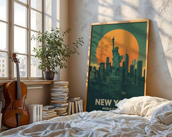 New York World Cup 2026 Poster: Statue of Liberty - NYC Skyline