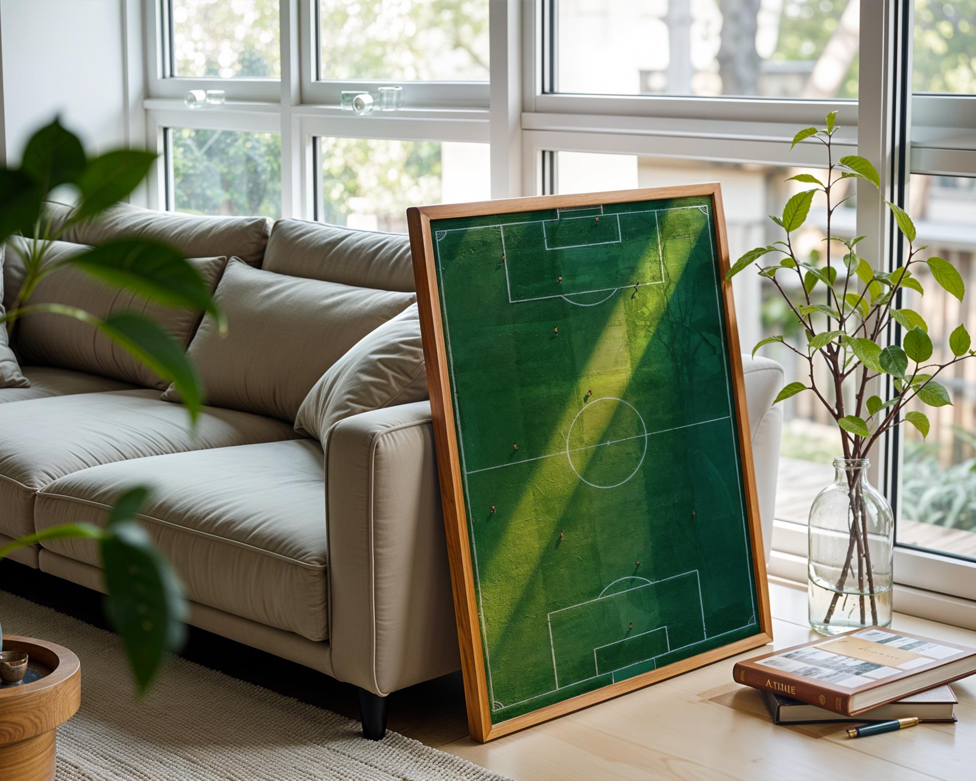 Aerial Soccer Field Poster: Green Football Pitch Wall Decor - Modern ...