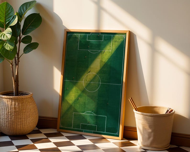 Aerial Soccer Field Poster: Green Football Pitch Wall Decor - Modern ...