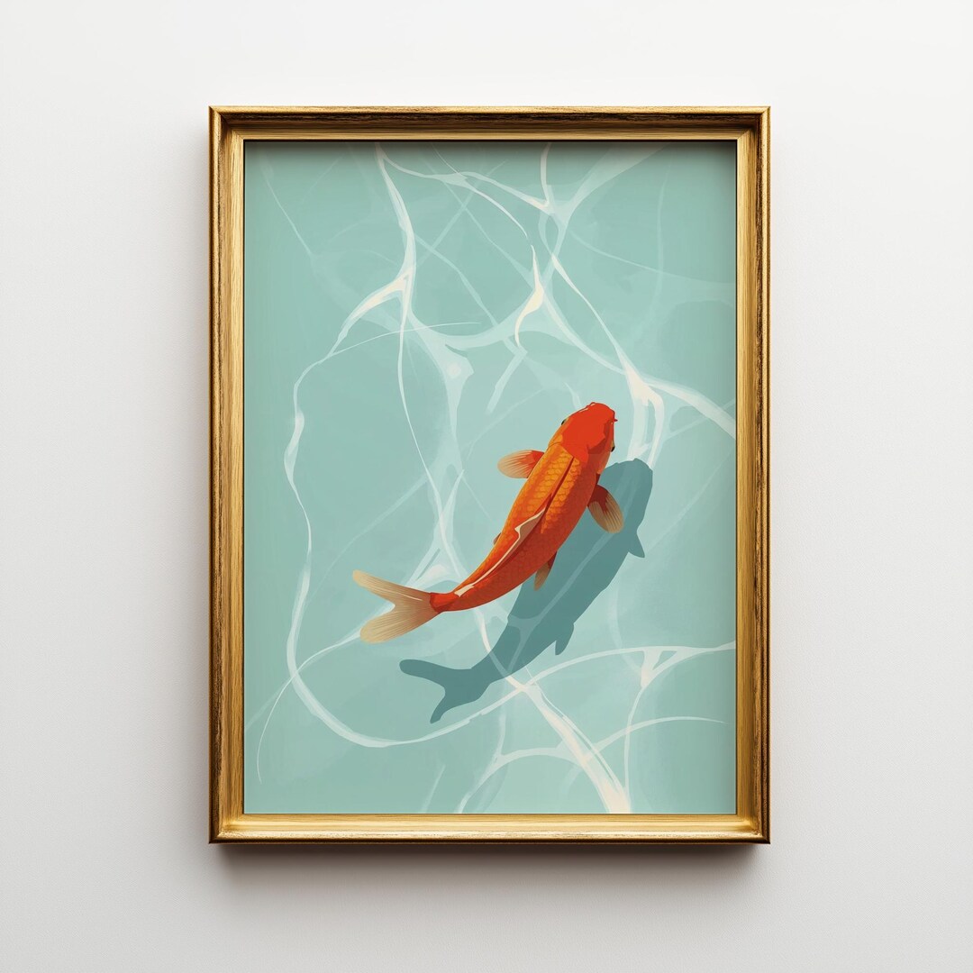 Koi Fish Wall Art Print : Minimalist Japanese Fish Decor · Zen Koi Pond ...