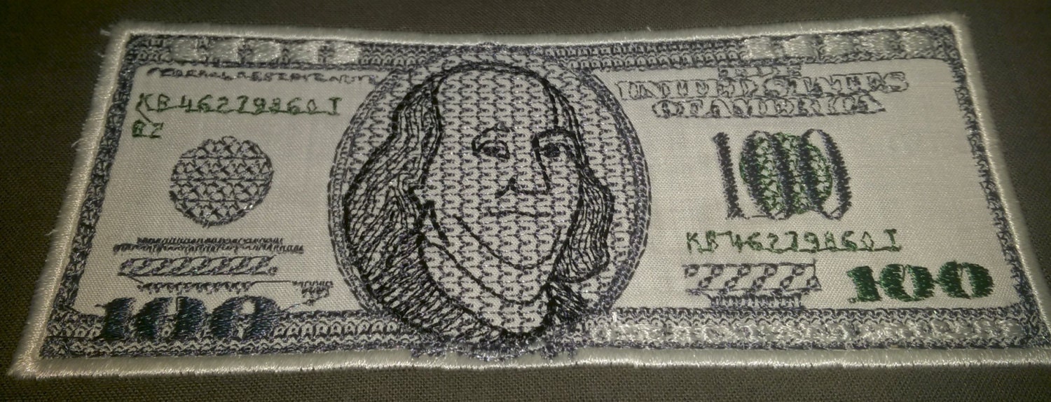 100 Dollar Bill Applique Design Etsy