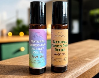 Stress and Anxiety Relief Roll On, Period Pain Relief Roll On and Calendula Nourishing Body Oil Gift Set