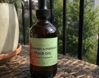 Hair Growth Oil with Rosemary and Hibiscus 100% Natural Organic Hair Oil