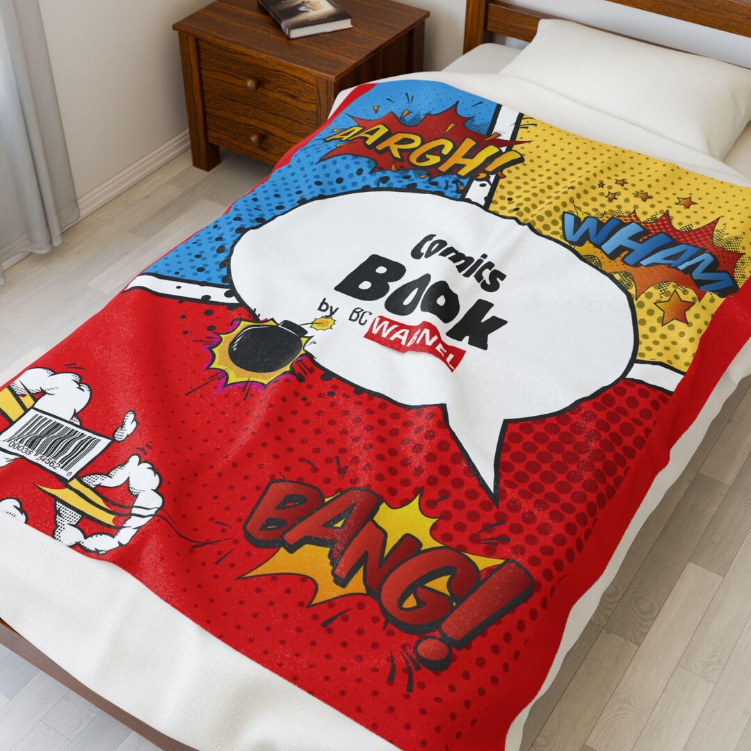 Comics Cartoon Panels Velveteen Plush Blanket | Funny Retro Comic Strip ...
