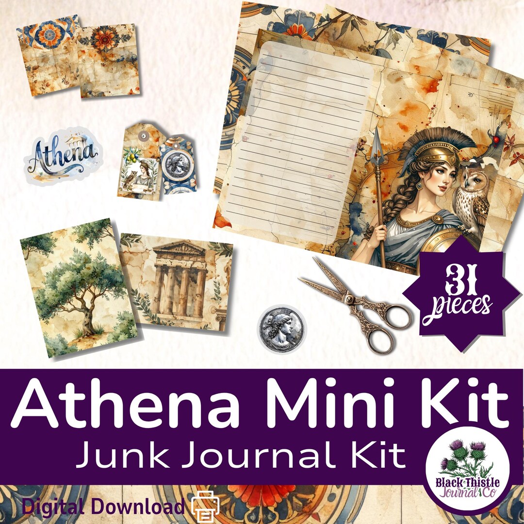 Athena Junk Journal Mini Kit | Greek Goddess Ephemera | Dark Academia ...