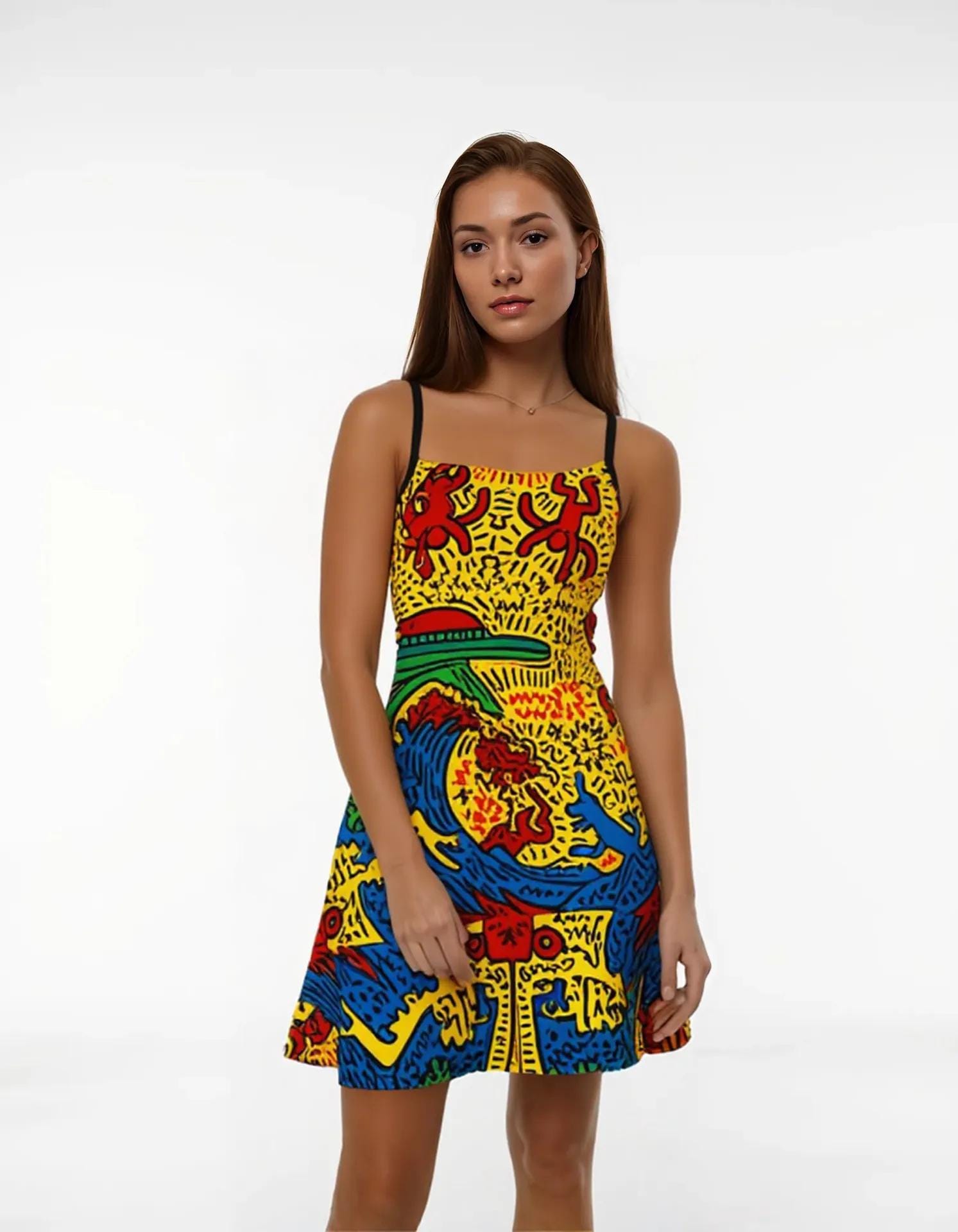 strapless open back dress Amanda Pop Art Print Dress by Dolly and Dotty – Minimum Mouse main image 1