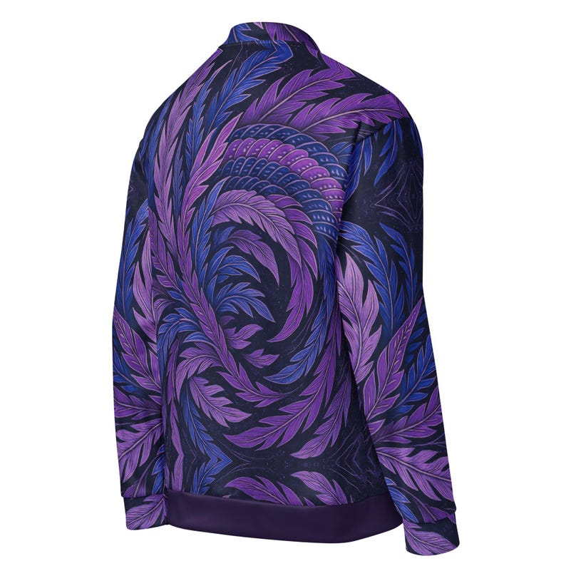Hokusai Phoenix Unisex Bomber Jacket | Purple & Indigo Wings