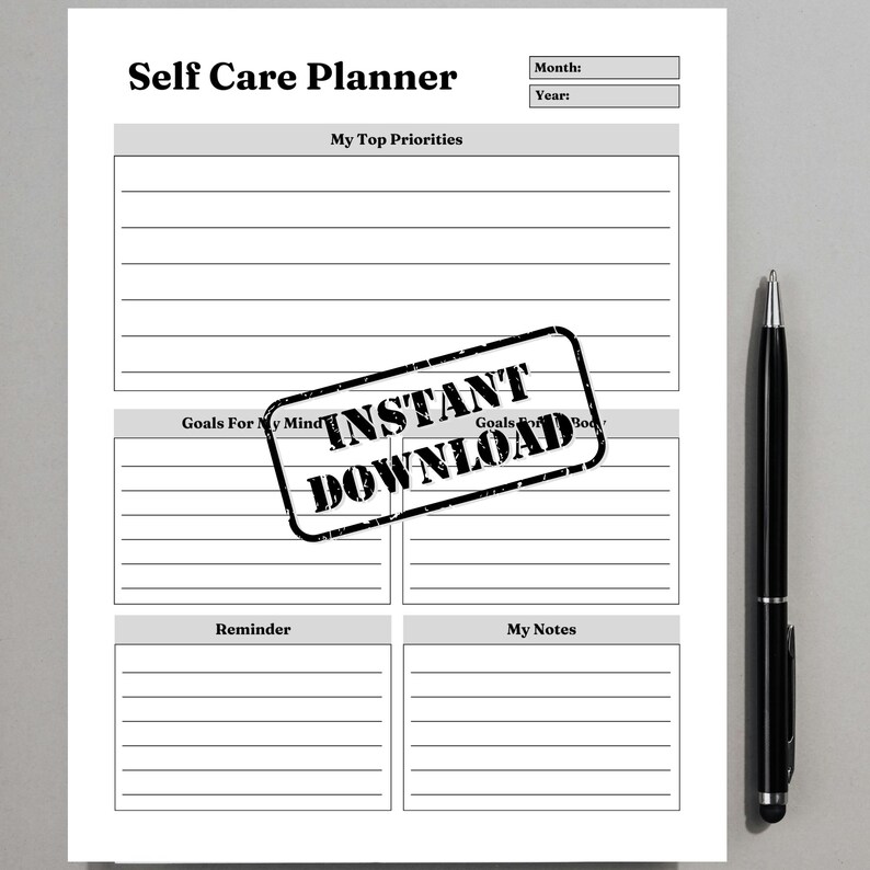 Self Care Planner Printable | Minimalist Daily Routine Tracker (A4 PDF ...