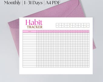 Monthly Habit Tracker Printable | Minimalist A4 PDF