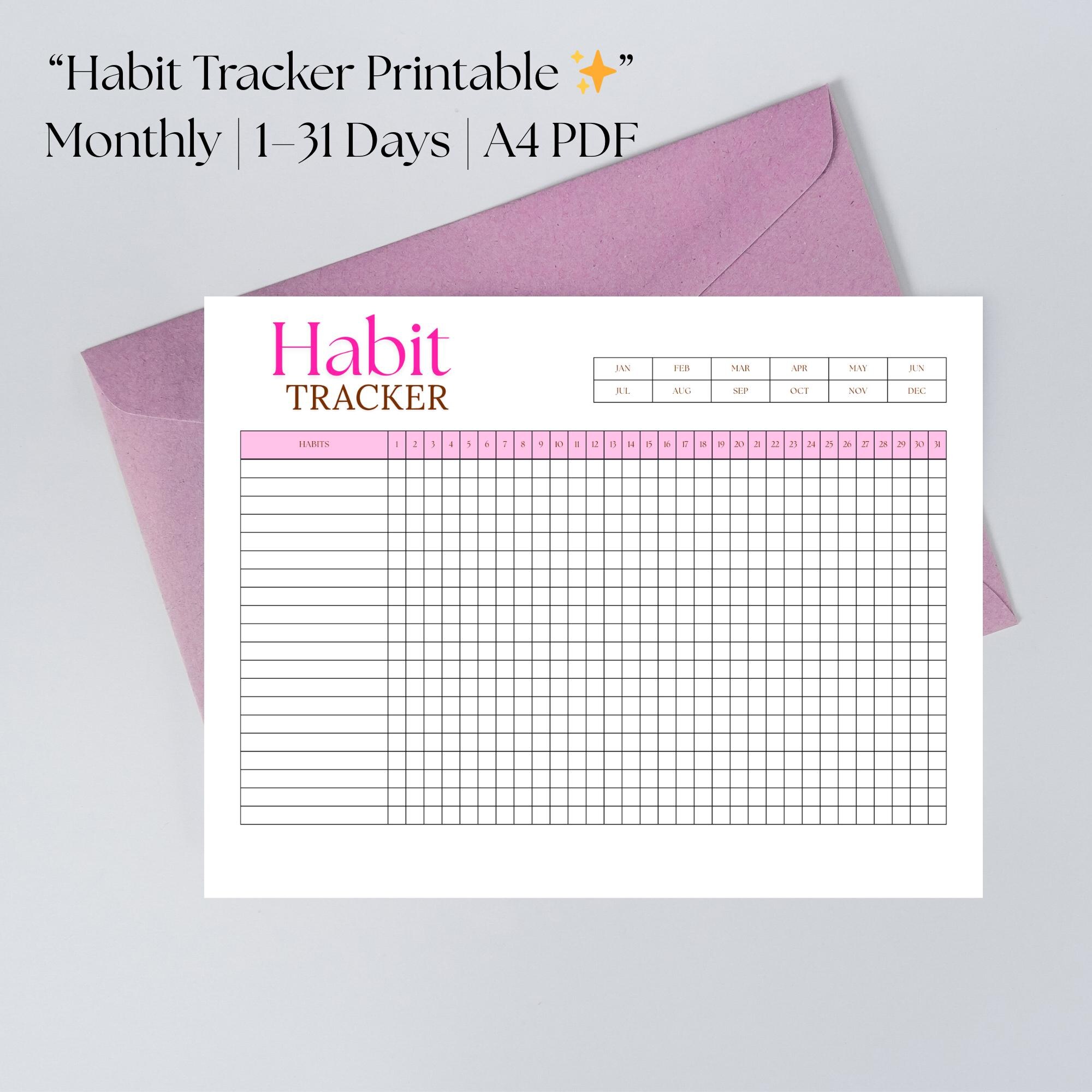 Monthly Habit Tracker Printable | Minimalist A4 PDF - Etsy