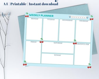 Pastel Weekly Planner | Weekly Schedule Printable | Minimal Layout | A4 PDF | Instant Digital Download