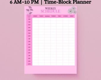 Weekly Schedule Printable | 6 AM-10 PM Time-Block Planner (A4 PDF)