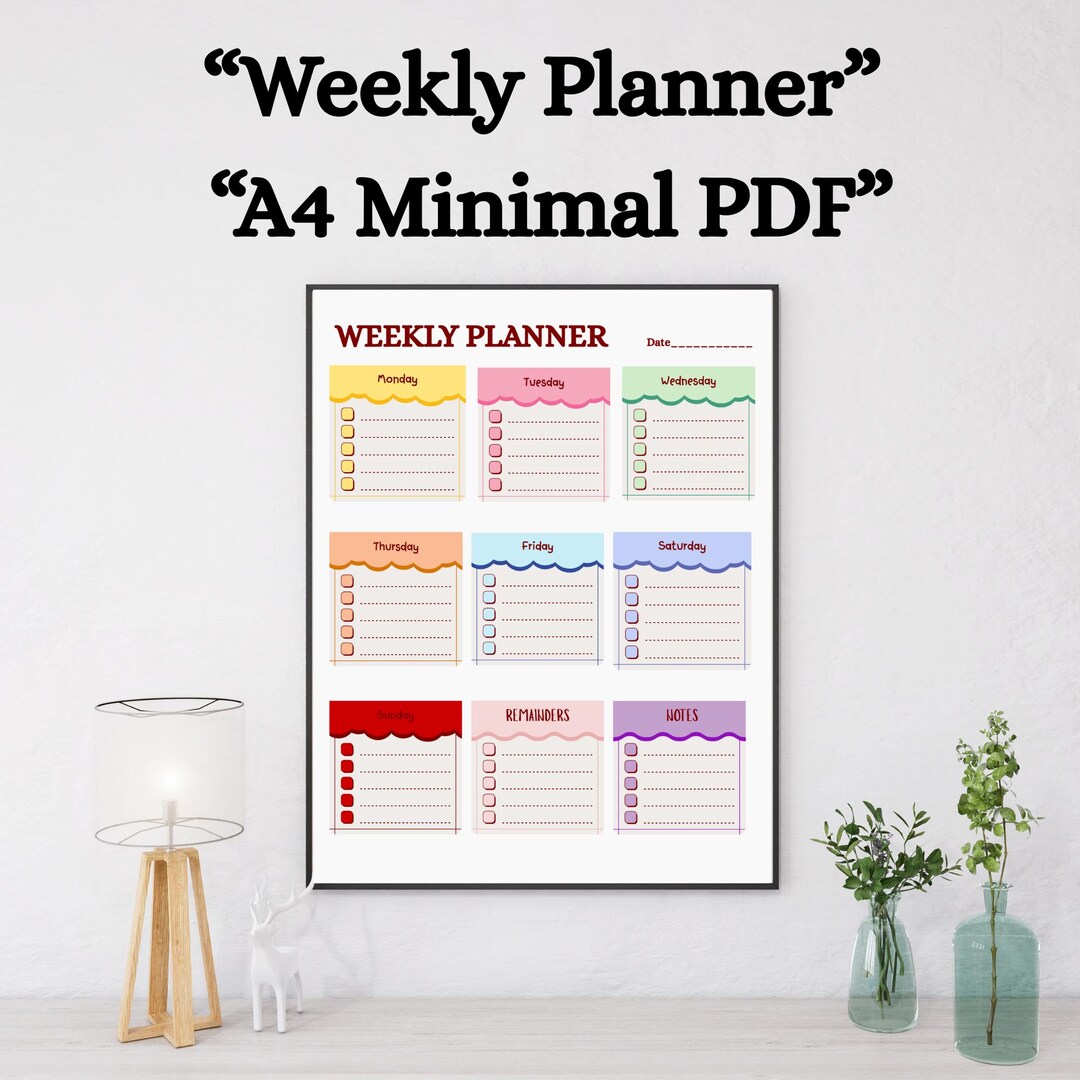 Weekly Reminder Paper Weekly Planner Printable | Minimal A4 PDF | Notes + Reminders Layout ...