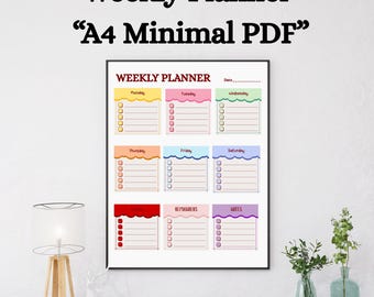 Weekly Planner Printable | Minimal A4 PDF | Notes + Reminders Layout | Simple Weekly Organizer | Instant Download