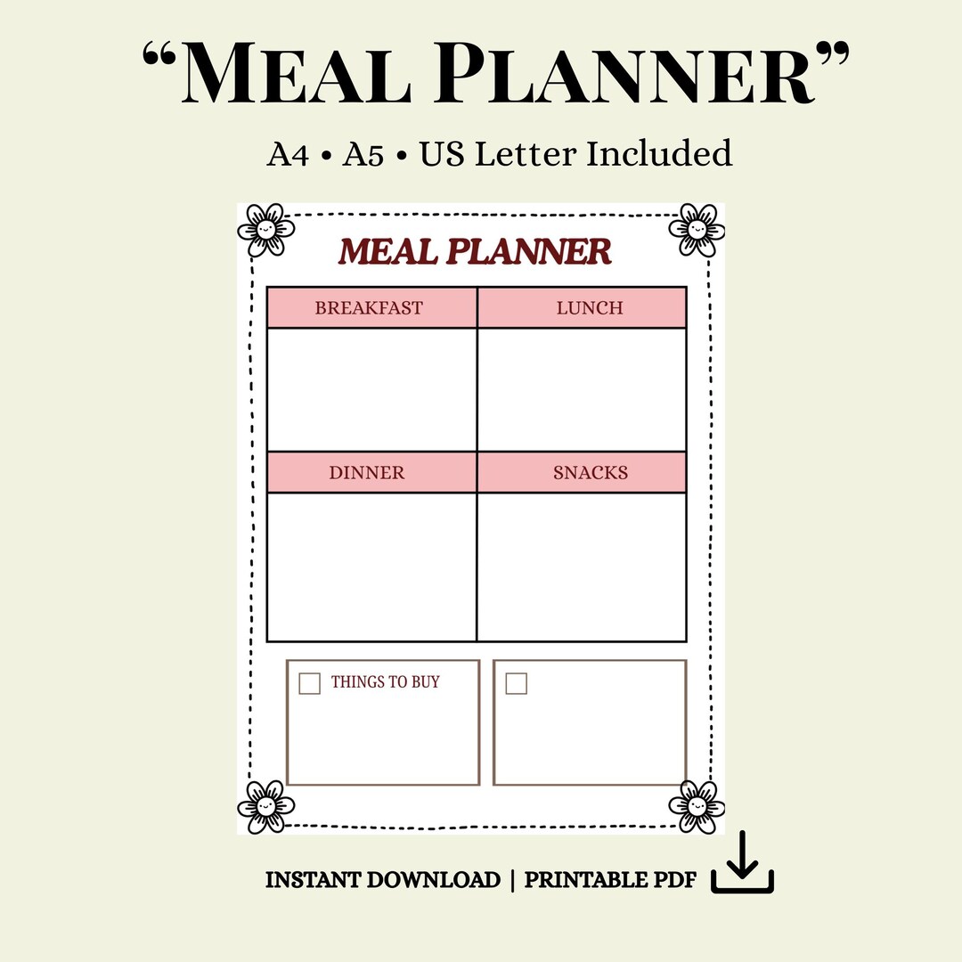 Meal Planner Printable Bundle | A4 A5 Letter Sizes | Instant Download ...