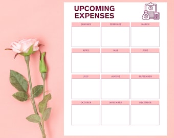 Yearly Expenses Tracker Printable | Budget Planner | Bill Planning Sheet (Digital Download)