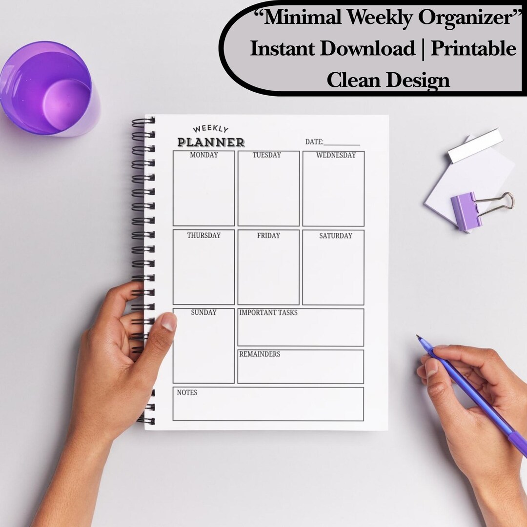 Minimal Weekly Planner Printable | A4 PDF Organizer (instant Download ...