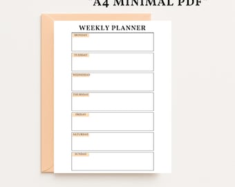 Minimal Weekly Planner Printable | A4 PDF, Monday-Sunday Layout (Instant Download)