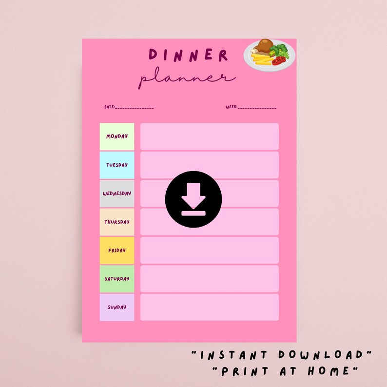 Weekly Meal Planner Printable | Breakfast Lunch Dinner Planner ...