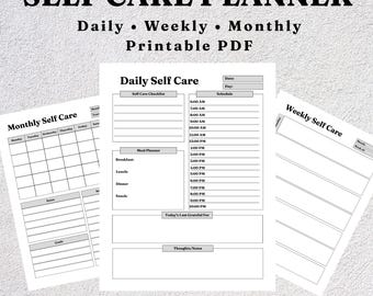 Self Care Planner Printable | Daily, Weekly, Monthly (PDF Download)