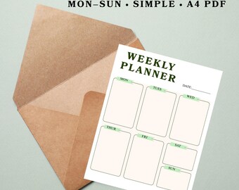 Minimal Weekly Planner Printable | A4 Template (Digital Download)