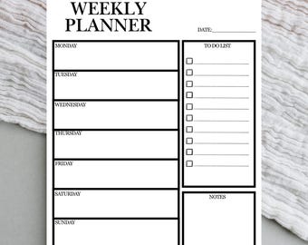 Weekly Planner Printable | Minimal A4 PDF | Monday–Sunday Layout + To-Do + Notes | Weekly Organizer | Instant Download