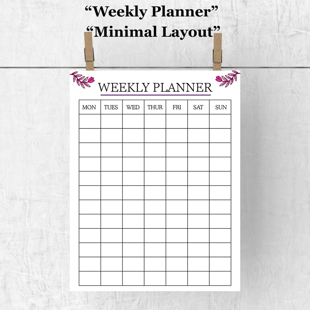 Weekly Planner Printable | Minimal A4 PDF | Mon–sun Layout | Simple ...